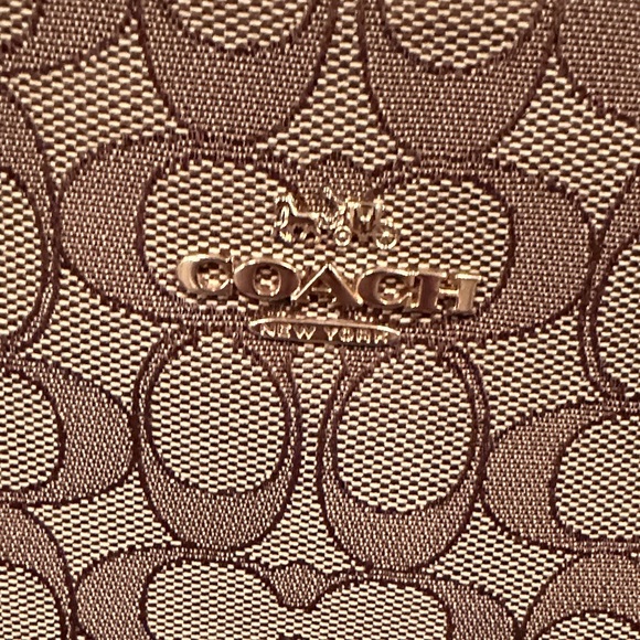 Coach Brown Signature Canvas Tote with Dark Brown Trim - Picture 7 of 7